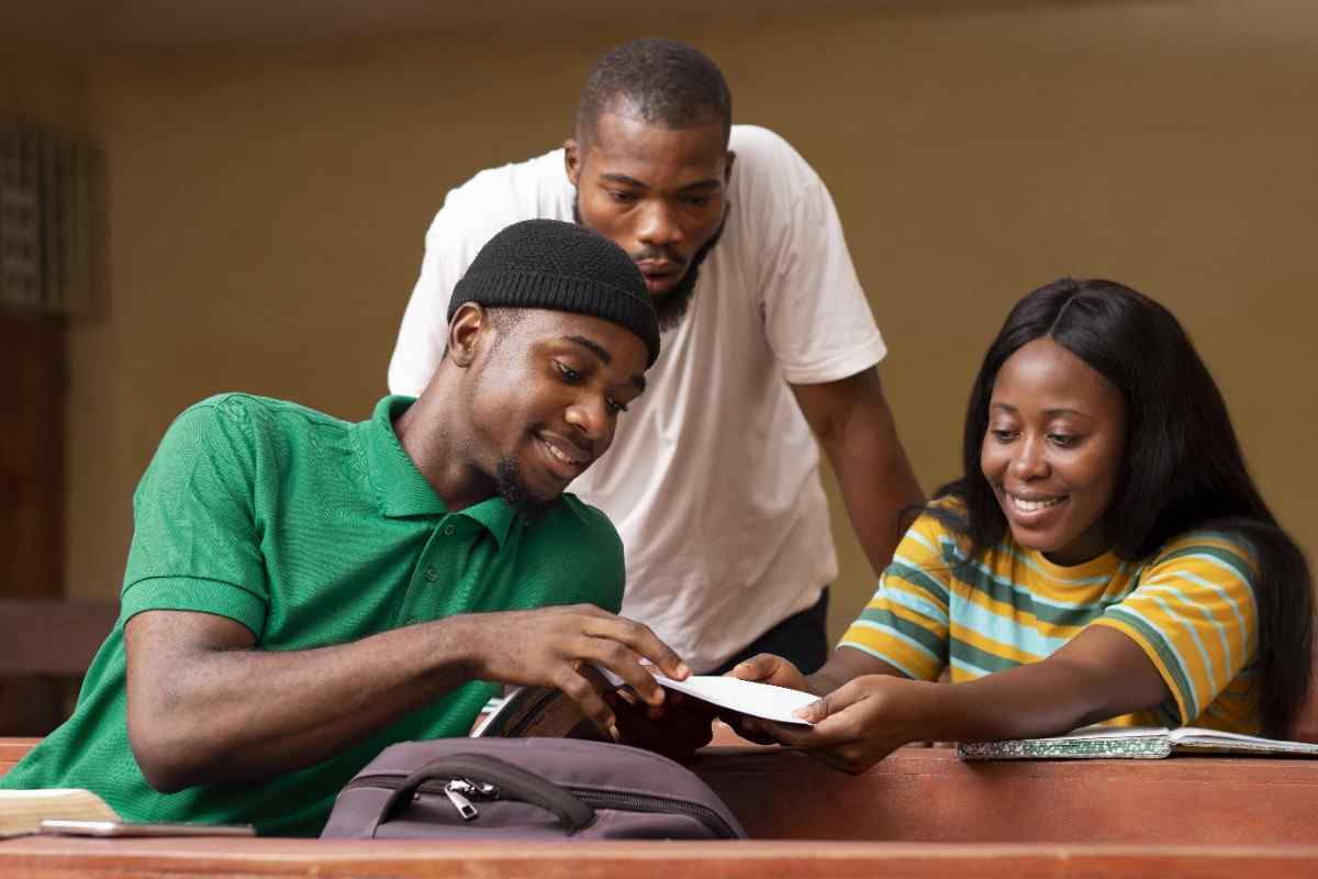 Black students chatting and networking on Campus Space